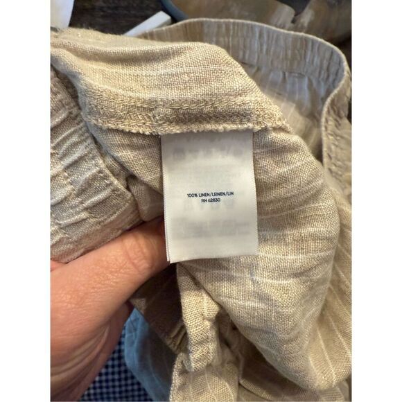 Lands End Natural & White Stripe 100% Linen Beach Pant sz 12P - Picture 7 of 7